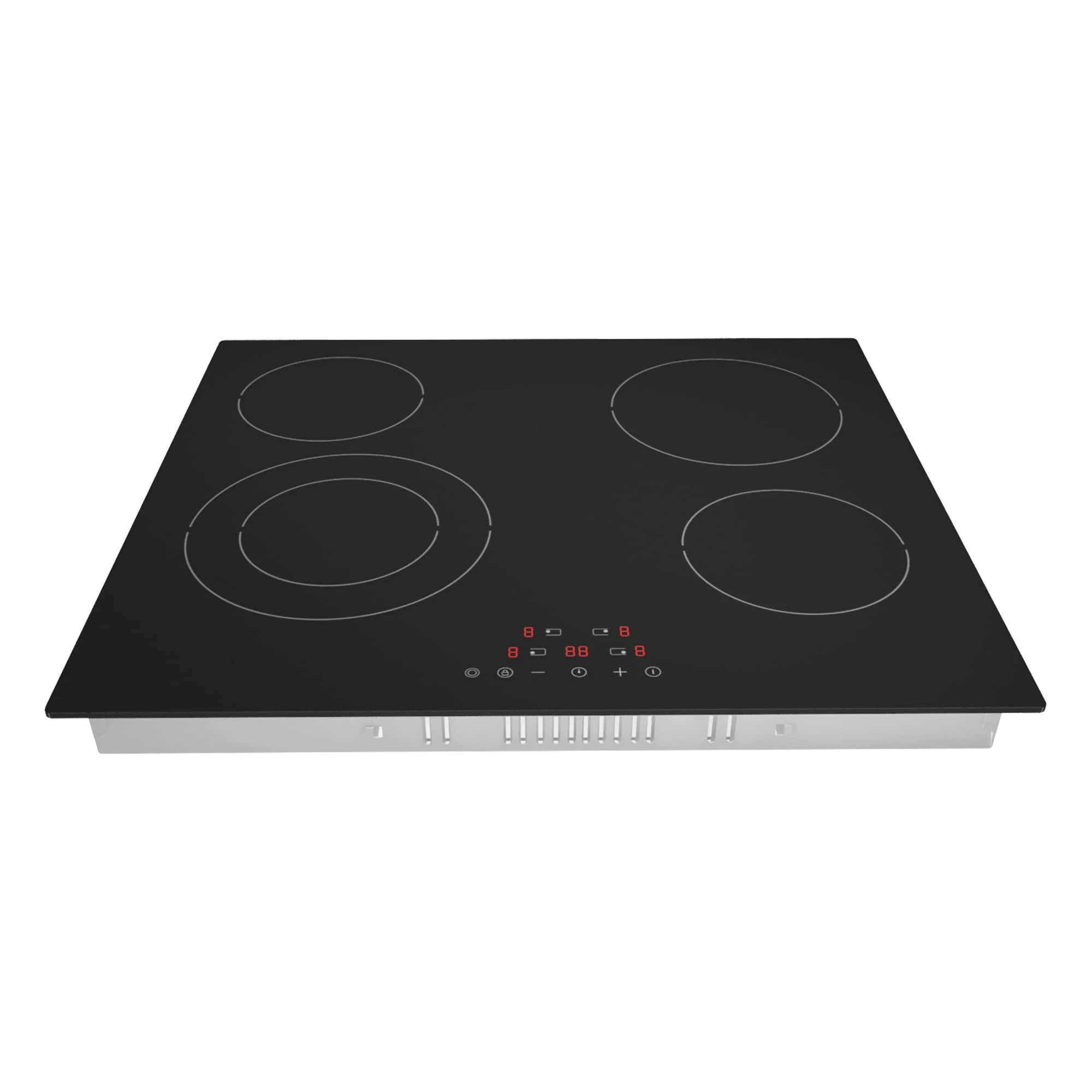 Statesman CHZ460T 4 Zone Ceramic Hob Cooktop, Side Dial Control, 6400W, 60cm, Programmable Timer, Residual Heat Indicators, 9 Stage Power Settings, Child Lock, Black