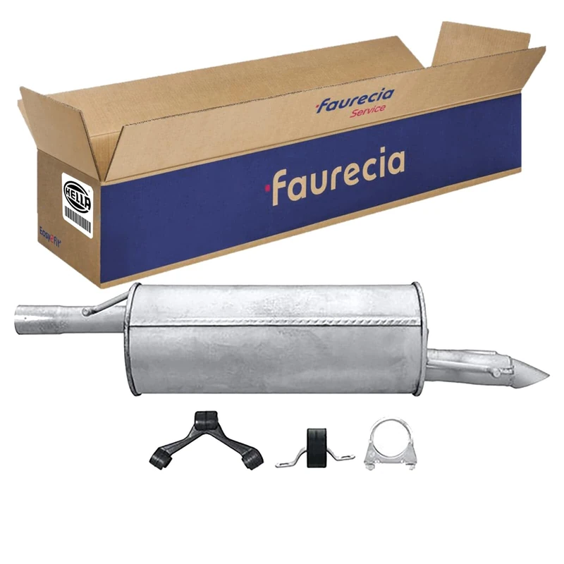 HELLA 8LD 366 036-411 Rear Muffler - Easy2Fit® Kit - Rear - one-piece - Kit with mounting parts - Image 1