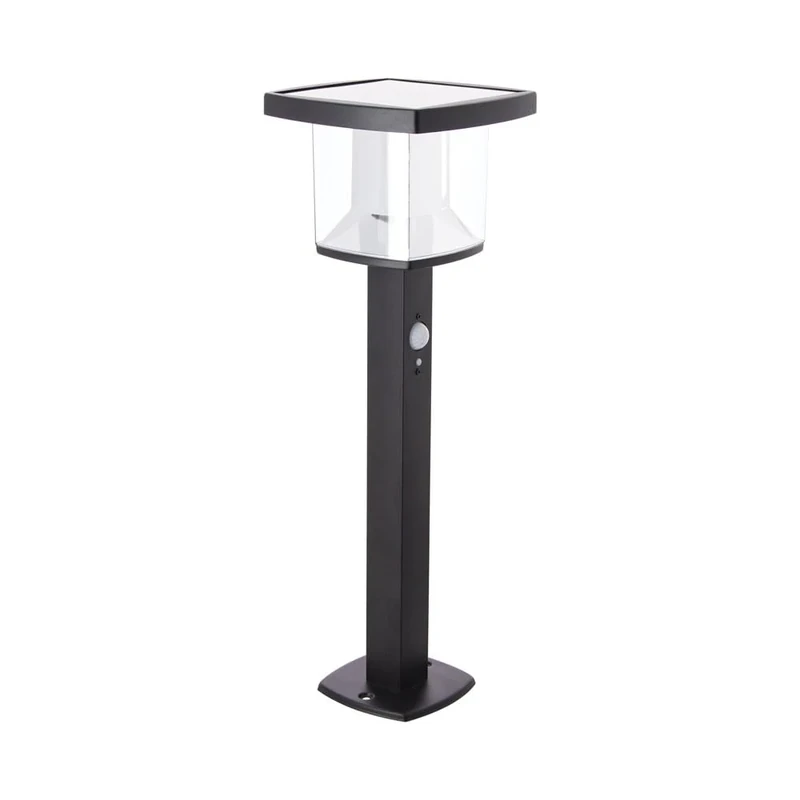 Xanlite SO1811N Solar Bollard - 600 Lumens - IP44 - Motion Detector - 3 Operating Modes - Cool White - Stainless Steel + Plastic - Black - Image 1