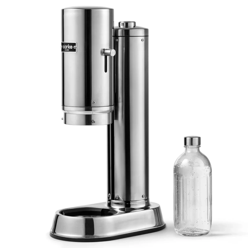 Aarke Carbonator Pro, Sparkling Water Maker with 800ml Glass Bottle, Steel Finish