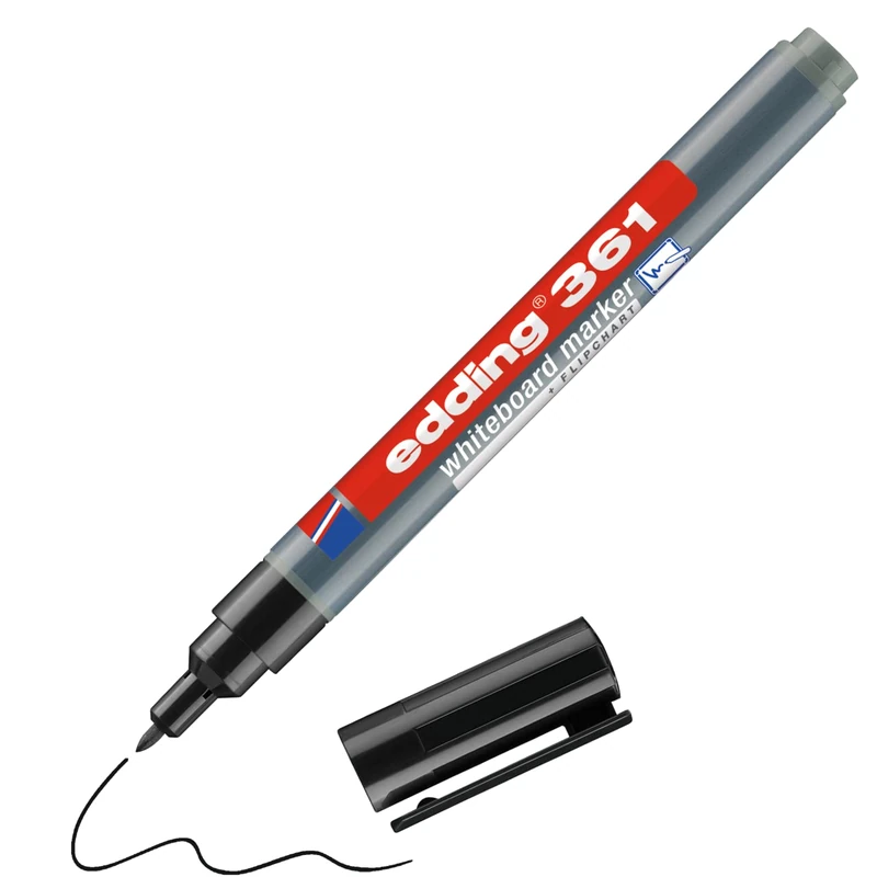 edding 361 Drywipe Whiteboard Marker Black for whiteboards, flipcharts, pinboards, Magnetic and memo Boards (200 Pack)