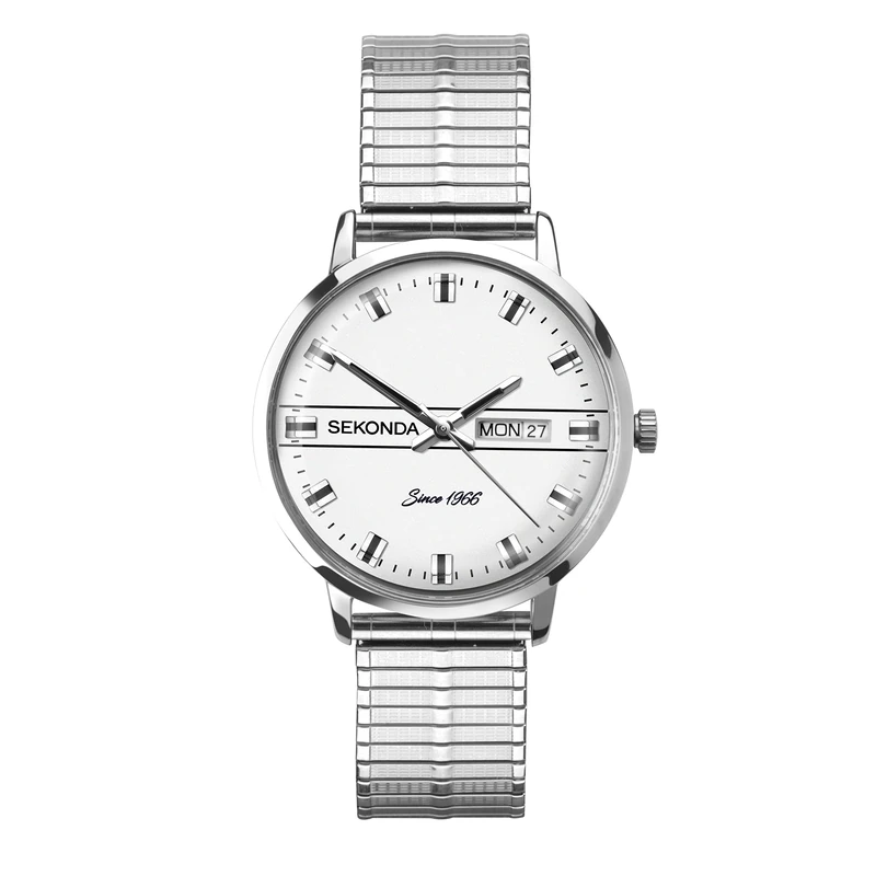 Sekonda Men's Watch, Silver Sunray Dial with Stainless Steel Expander Bracelet 1951