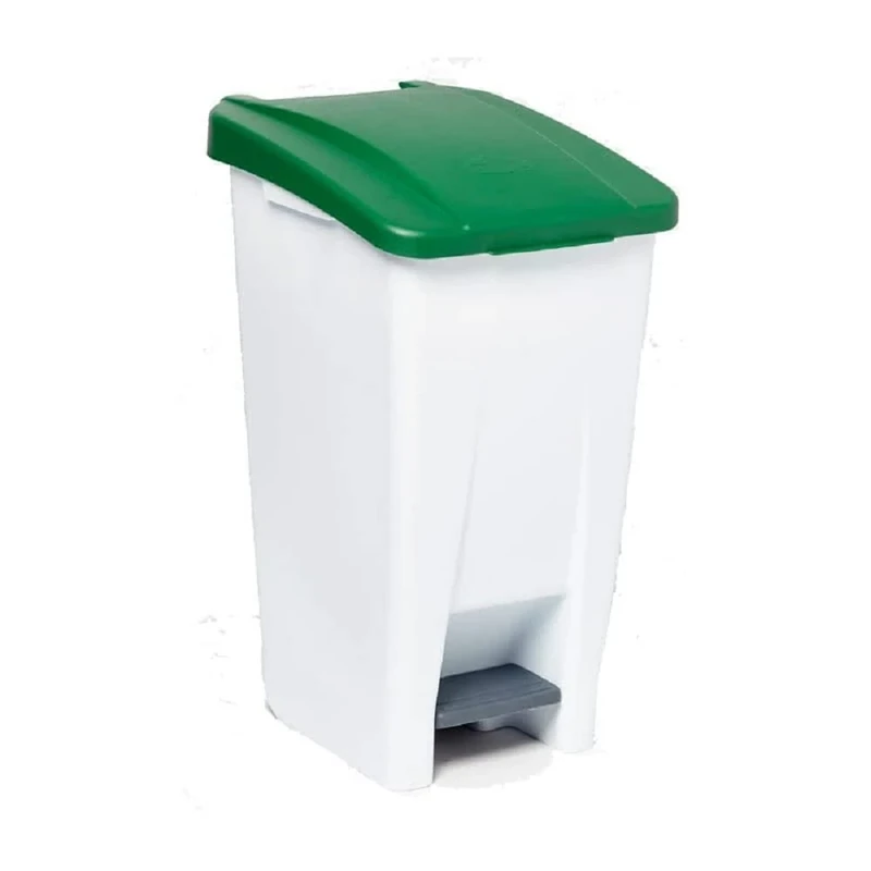 MOBILE PEDAL RECYCLING BIN - 60L - 490X380X700MM - GREEN LID - 1 BIN