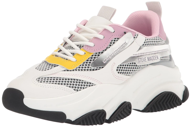 Steve Madden Women's Possession Sneaker, Black/Pink, 5.5 UK