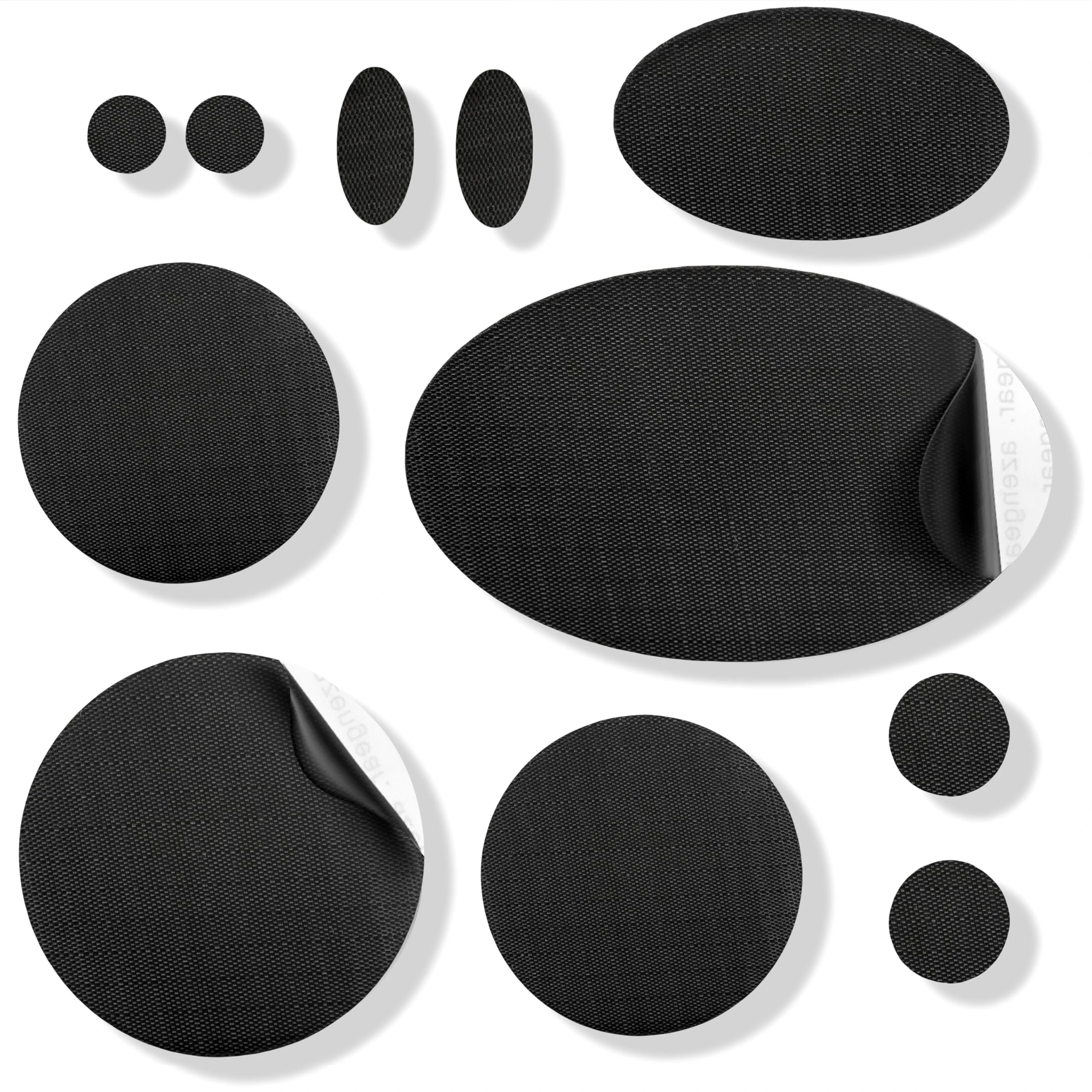 aZengear Repair Patches for Down Jackets, Puffer Coats, Waterproof, Self-Adhesive, Pre-Cut, Tear-Cold-Heat-Resistant Nylon Polyester Fabric, Fix Air Mattress, Inflatables, Tents (11 Pcs, Black)