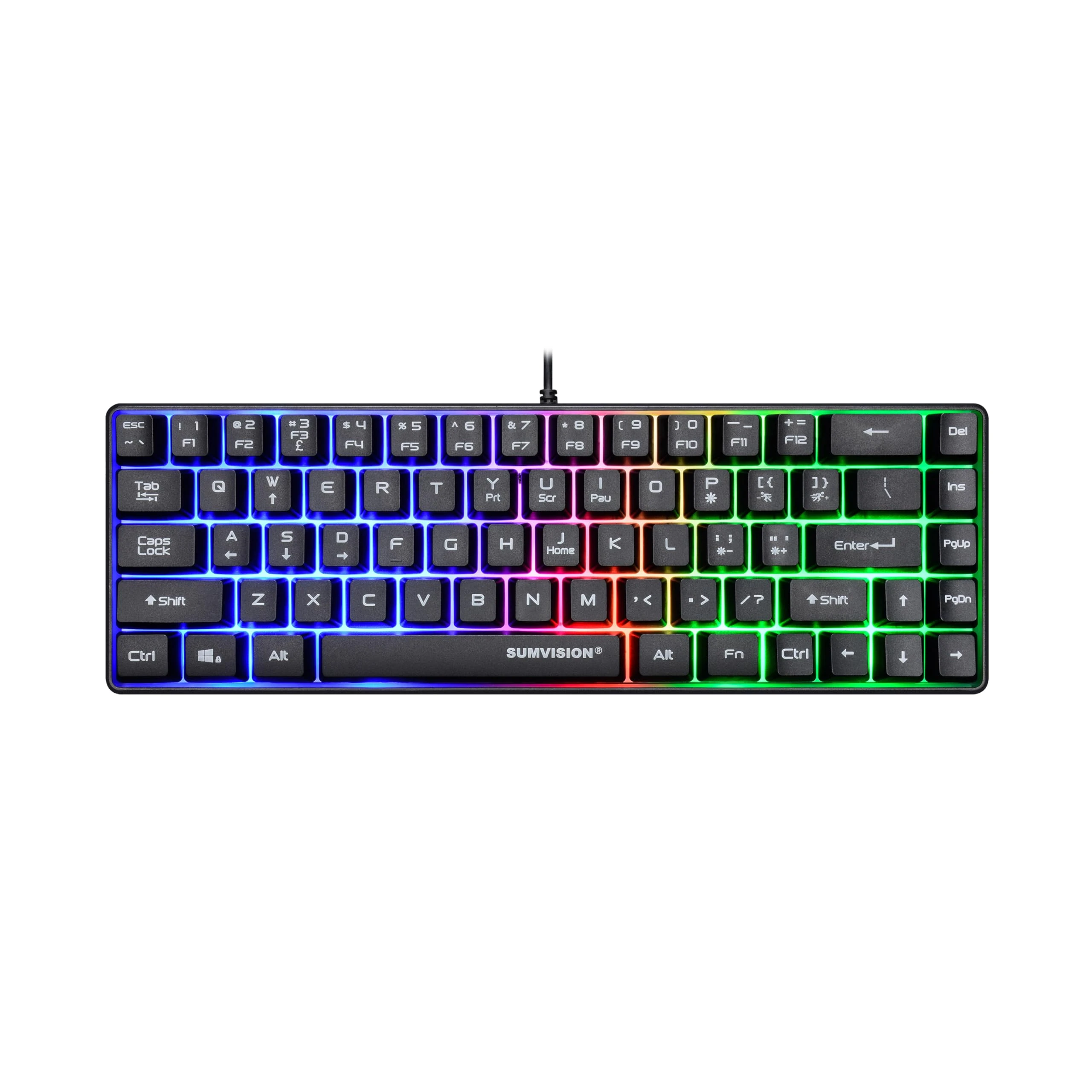 PC Gaming Keyboards SUMVISION SEEKER DESTROYER 60% Percent Pro Gaming Keyboard Wired USB Mini Compact Backlit Mechanical Feel Apple Mac Windows 11 PC PS5 Xbox Series X/S (FREE UK TECH SUPPORT)