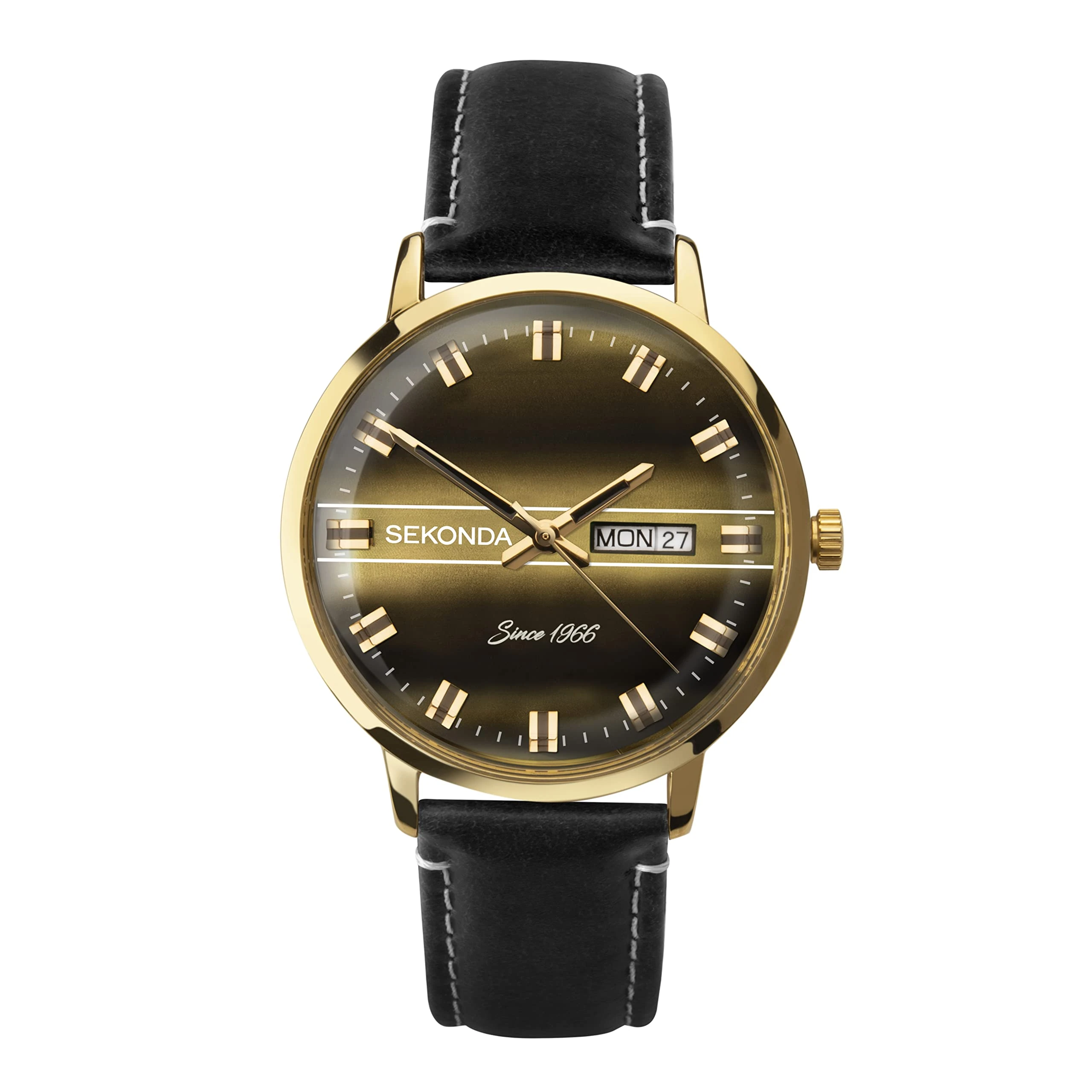 Sekonda Men's Watch, Tiger Eye dial with Black Leather Strap 1950