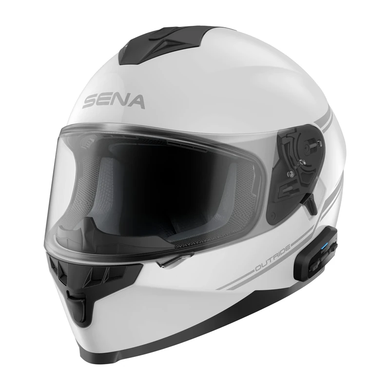 Sena OutRide ECE Full Face Motorcycle Helmet with Integrated Bluetooth Intercom and Smartphone Connectivity (Gloss White, XXL)