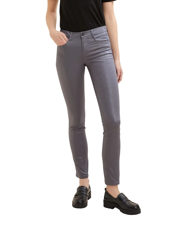 TOM TAILOR Ladies Alexa Slim Jeans Coated 1034226, 15417 - Evident Anthracite, 28W / 30L