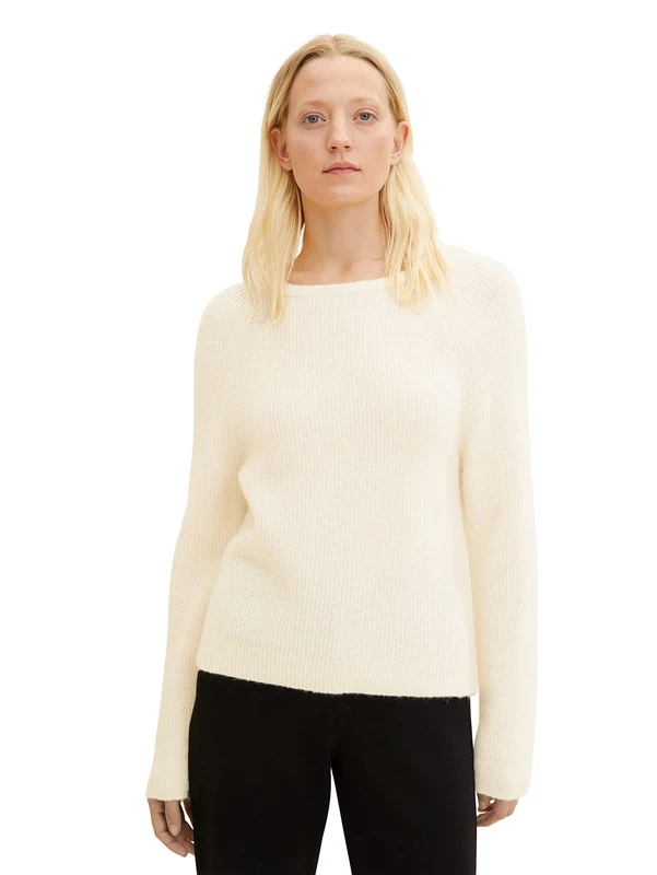 TOM TAILOR Ladies Basic Jumper 1034057, 30265 - Soft Buttercream Melange, 2X-Small