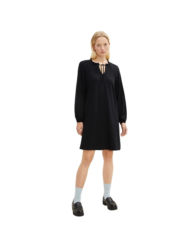 Tom Tailor Ladies Dress with Ruffle Detail 1034824, 14482 - Deep Black, 40