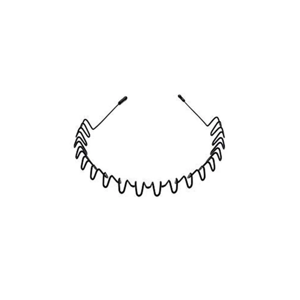 MUUZLL Hair Bands for Men, Headbands, 6 Pieces Elastic Wavy Spring Wave Hair Band, Multi-Style Black Non-slip Metal Hair Hoop, Unisex Sport Fashion Hair Band (1pc Headband)