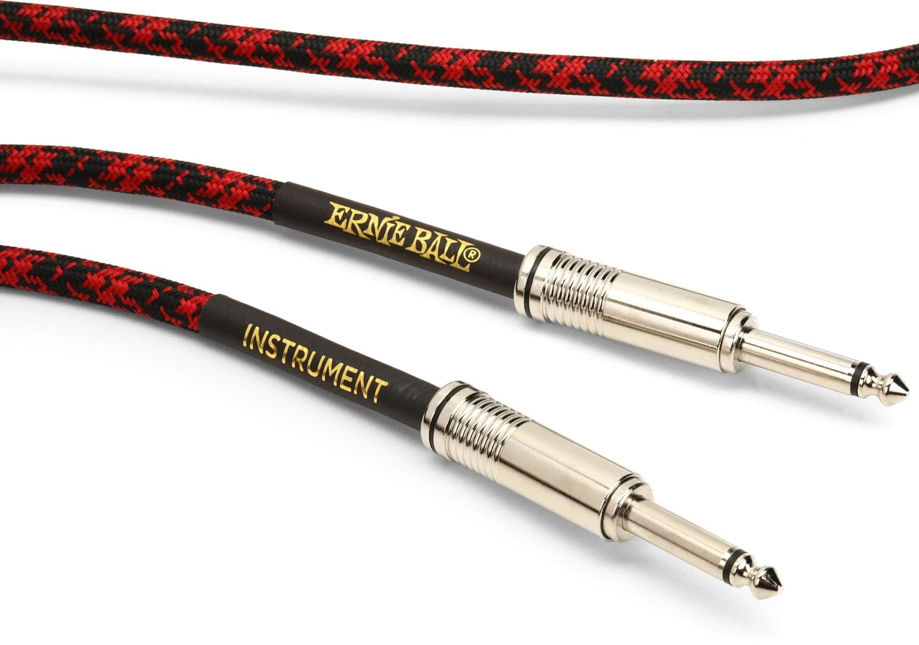 Ernie Ball 10' Braided Straight/Straight Instrument Cable - Red Black
