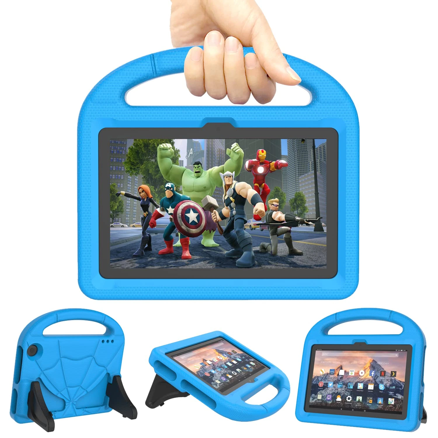 Fire 7 Tablet Case for Kids, Fire 7 2022 Case (Latest 12th Generation 2022 Release) - Kricsertg Lightweight Shockproof Handle with Stand Kid-Proof Case for Amazon Kinlde Fire 7'' Kids Tablet - Blue