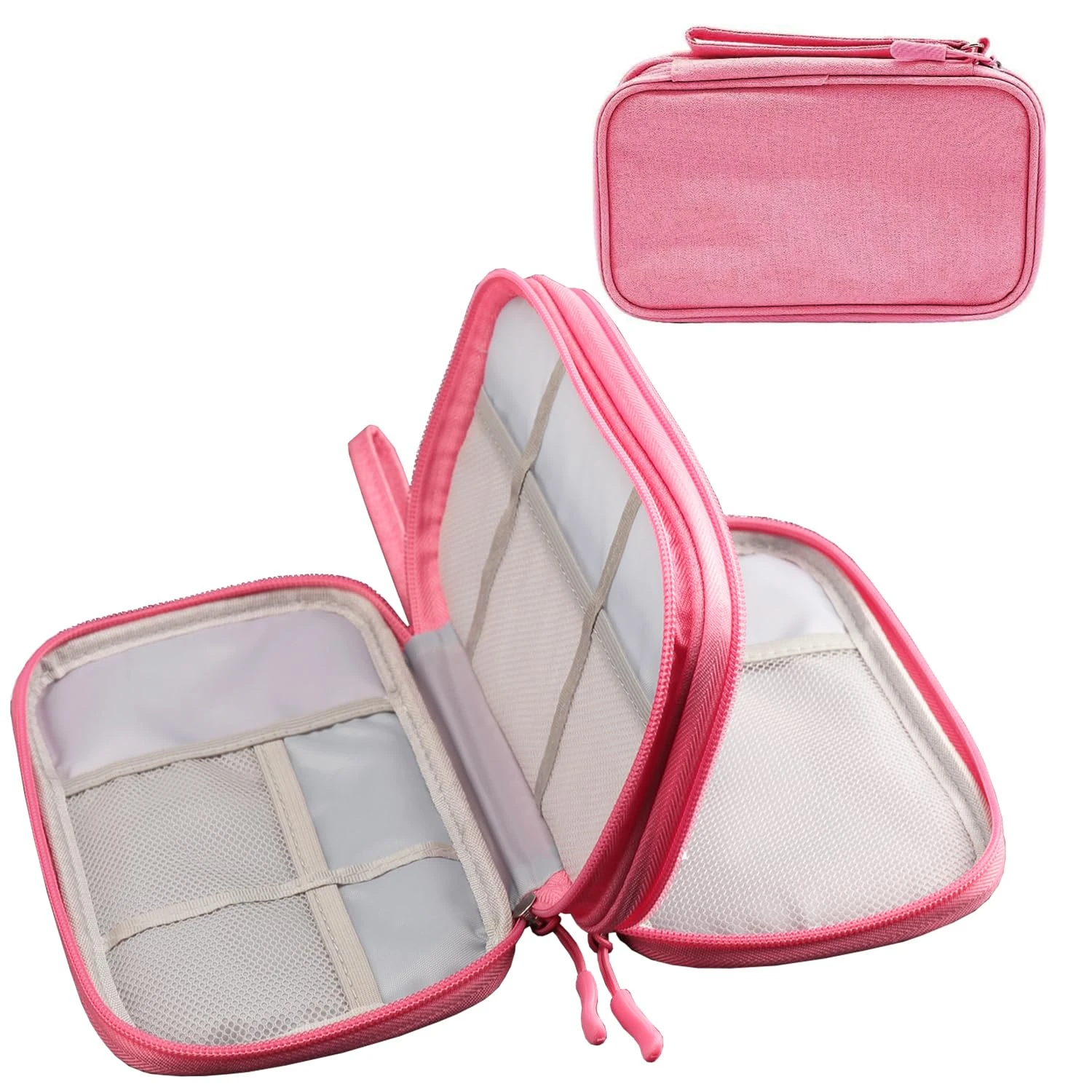 Teskyer Electronics Accessories Organiser Bag, Waterproof Cable Organiser Bag, Travel Gadget Bag, Holiday Essentials for Women, 8.5 x 5 Inch, Pink
