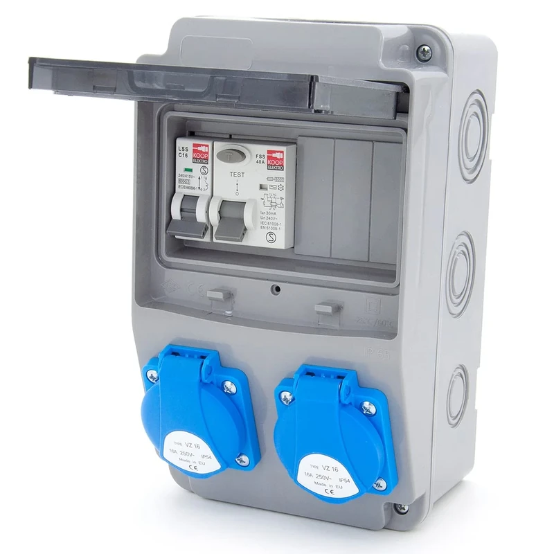 Construction Power Distributor 6NO 2 x 230V + LS and FI Wired (2 x 230V + 1 x LS C16 + FI40)