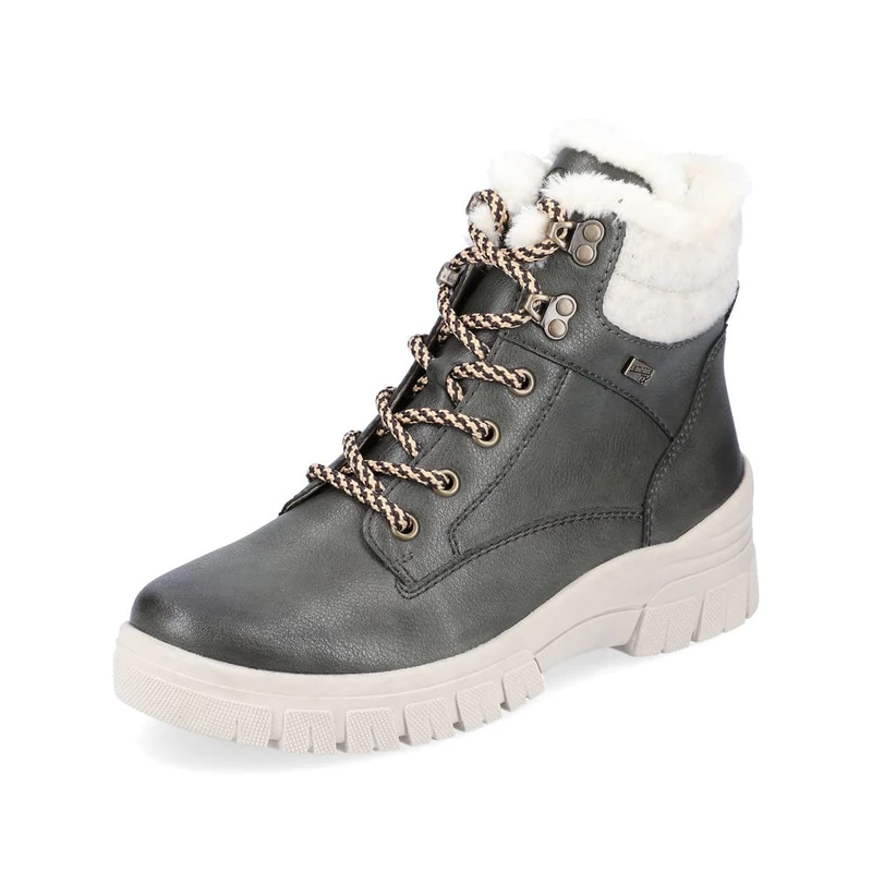 Remonte Women Boots D0E71, Ladies Winter Boots,Removable Insole,Water Repellent,remonteTEX,Laced Boots,Water Repellent,tex,Lined,Warm,grün Kombi,39 EU / 6 UK