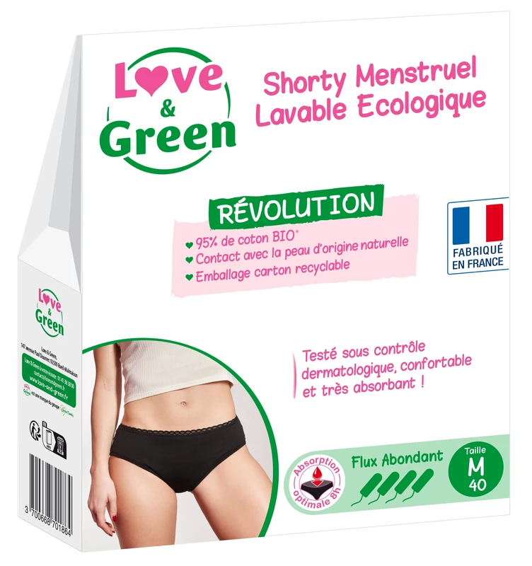 Love & Green Ecological Washable Menstrual Shorty - Size M
