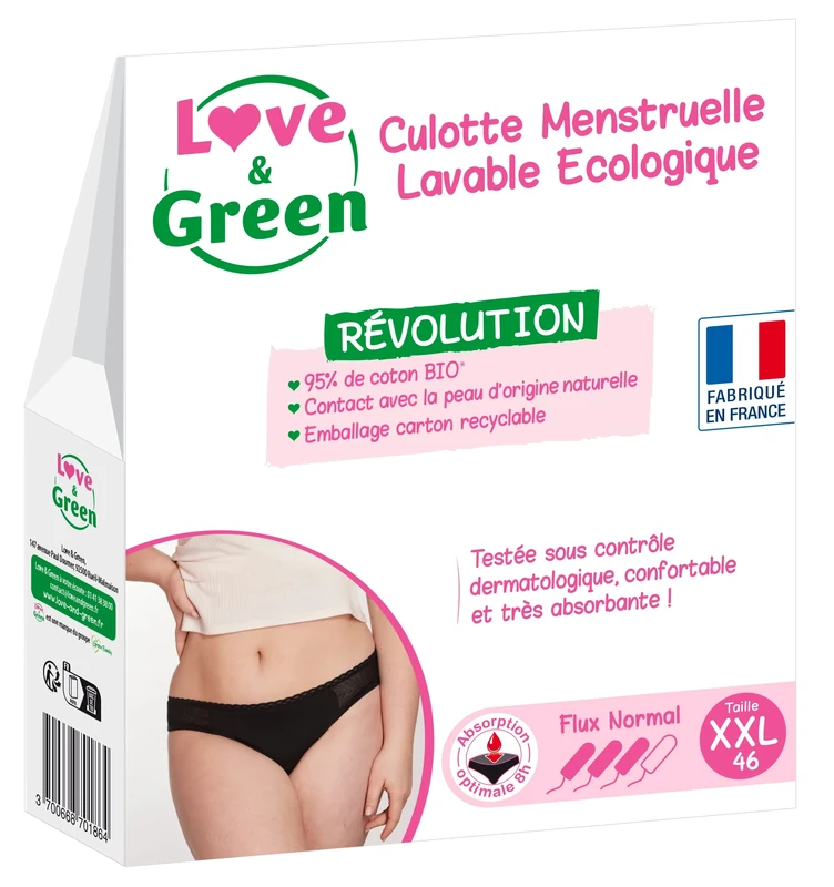 LG Menstrual Panties Washable Ecological Size XXL Normal Flow Black