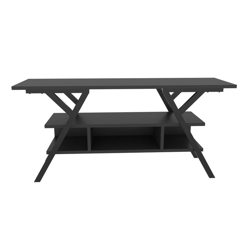 DECOROTIKA - Minerva 120 cm Wide Simple and Minimalist Media Stand for TVs up to 55'' - Black Colours Options (Black/Anthracite)