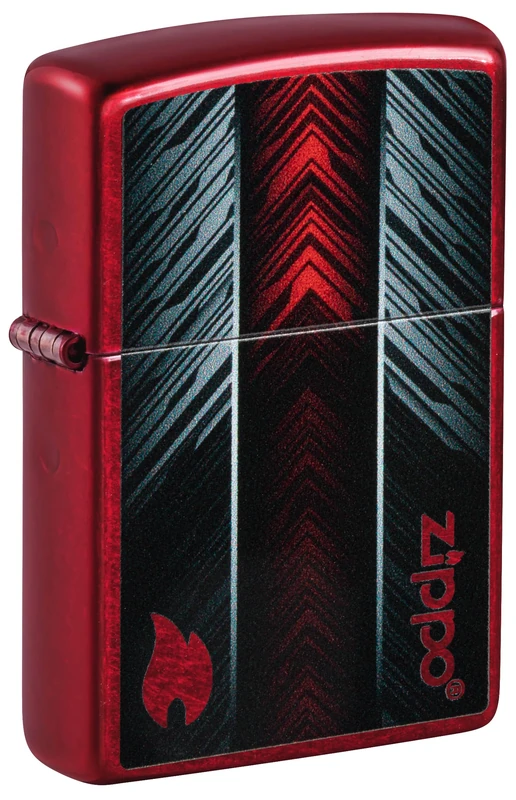 Zippo Windproof Lighter, Red and Grey Zippo Design – Candy Apple Red, Colour Image – Refillable, Reusable, Windproof Design – Comes in Gift Box – Made in USA