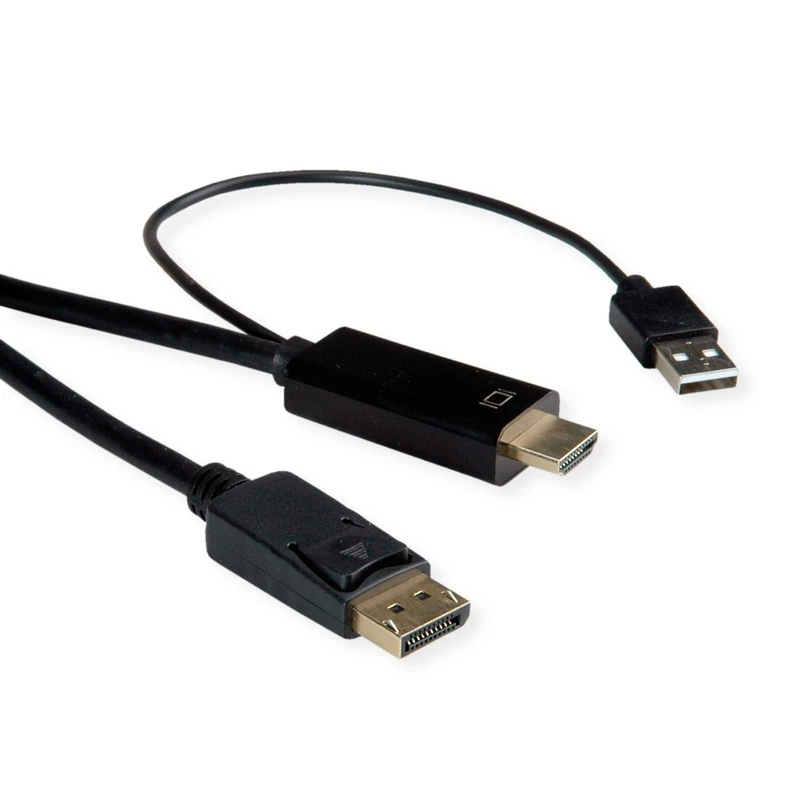 ROLINE HDMI Cable UltraHDTV - DisplayPort, ST/ST, Black, 1 m