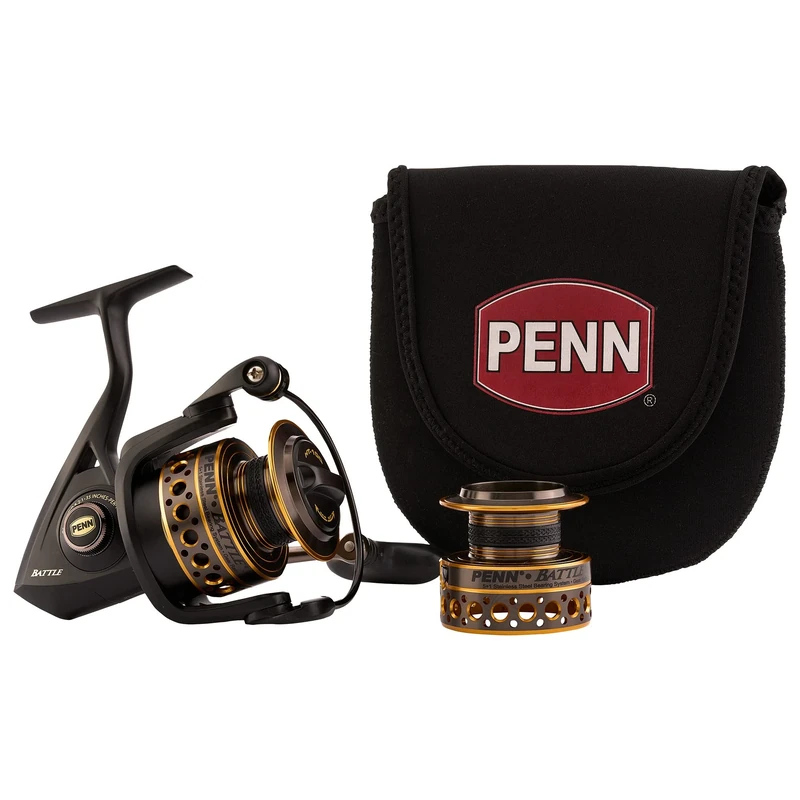 PENN Battle Spinning Reel Kit, Size 3000, Includes Reel Cover and Spare Anodized Aluminum Spool, Right/Left Handle Position, HT-100 Front Drag System