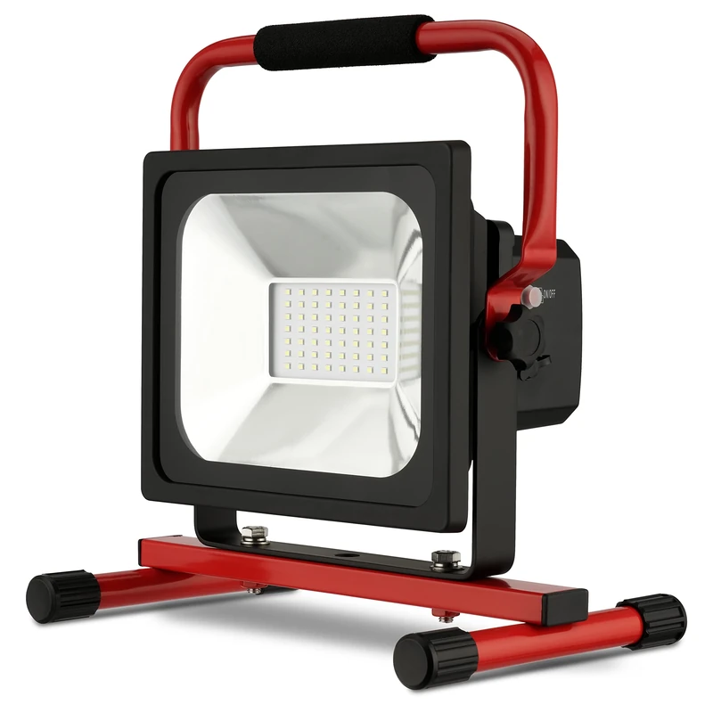 REV 2706333000 Battery-Powered LED Work Light with Battery, 30 W, 2100 lm, IP54, Red