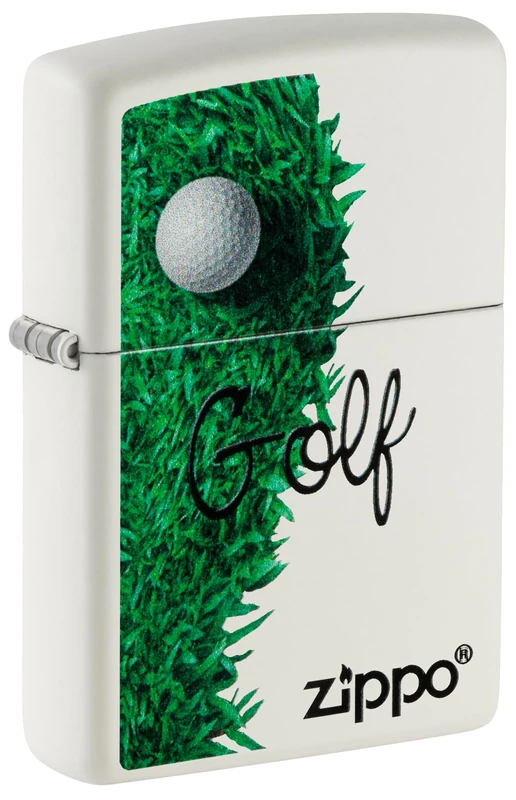 Zippo Windproof Lighter, Golf Design – Matt White with Colour Image – Refillable, Reusable, Windproof Design – Comes in Gift Box – Made in USA