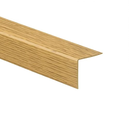 Wood Effect Plastic Corner Trim 20mm x 20mm - PVC Rigid Angle Cover Trim - 90 Degree Angle Edge -1 Metre Length - Oak