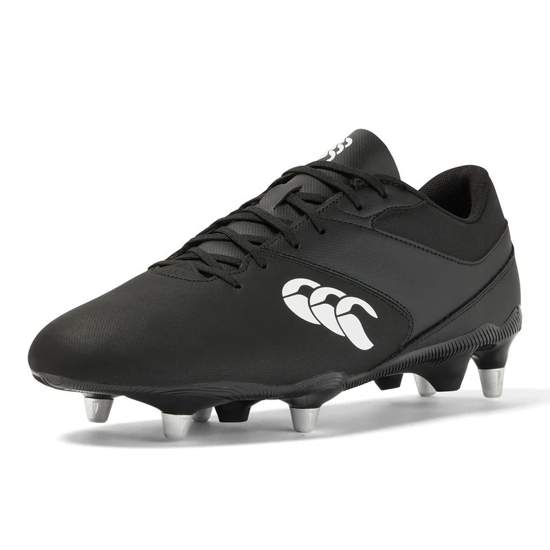 Canterbury Adult Unisex Phoenix Raze Soft Ground Rugby Boots | Strong | Lightweight | Scuff Resistant Soft Ground Rugby Boots, Black/White, 7.5