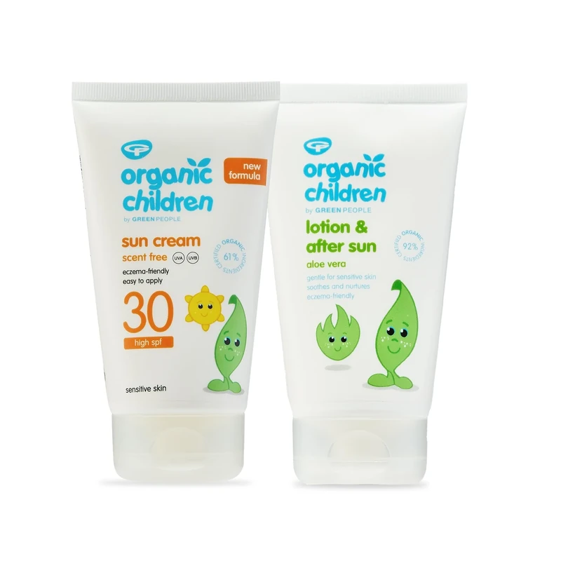 Green People Organic Children Sun Cream SPF30 + After Sun - Natural, Organic Sunscreen for Kids - Easy to Apply - Vegan & Cruelty Free - 2x150ml