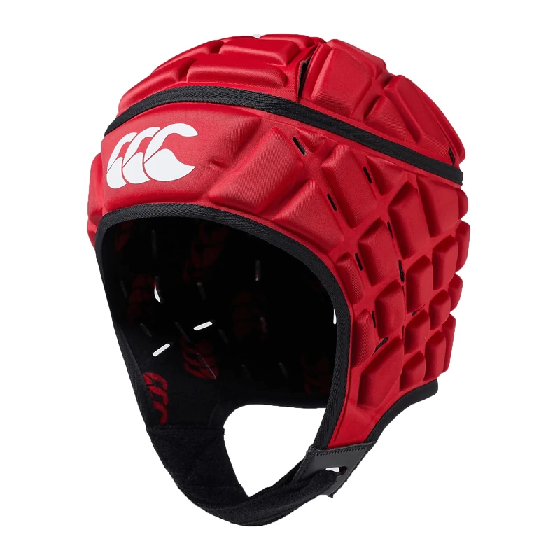 Canterbury CCC Rugby Raze Headguard, Scrum Cap, Full Coverage, Soft-Edged Chin Strap, Designed Holes Aid Ventilation, Foam Padding,Flag Red,L