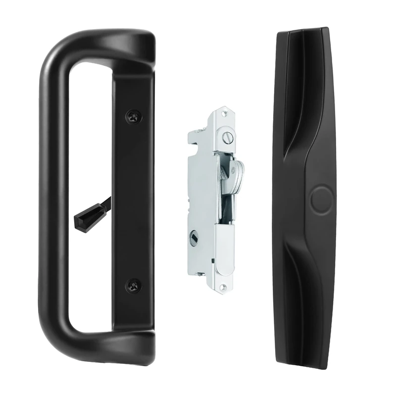 House Guard Black Patio Door Handle Set with Mortise Lock,Suitable for Replacement Sliding Doors Lock 3-15/16”Screw Hole Spacing.Choices That Add a Unique to Your Patio Glass Sliding Door.