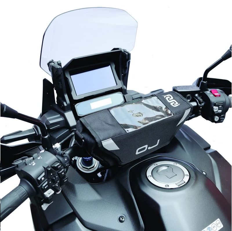 Handlebar Bag for Motorbikes with Handle-Holder Black