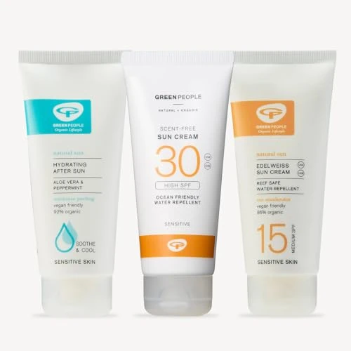 Green People Travel Size Sun Cream Bundle 3x100ml | Travel Size Hand Luggage | Natural, Organic Sunscreen & After Sun Lotion| Non Comedogenic, Non Greasy | Reef Safe, Cruelty Free | Face & Body