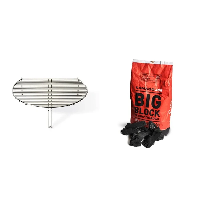 Kamado Joe KJ SCS Stainless Steel Classic Grill Expander & XL Natural Reusable Lump Charcoal for BBQ, Smoking, Grilling. Long Life Up to 18 Hours, 9.1kg ,Pack of 1