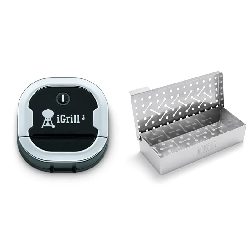 Weber iGrill 3 Thermometer & 7576 Universal Smokerbox - SS, Steel