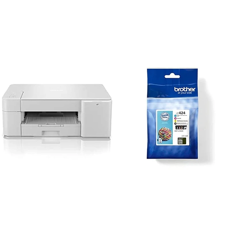 Brother DCP-J1200W Wireless Colour Inkjet Printer | 3-in-1 (Print/Copy/Scan) & LC-424BK/LC-424C/LC-424M/LC-424Y Inkjet Cartridges, Black/Cyan/Magenta/Yellow, Multi-Pack, includes 4 x Inkjet Cartridges