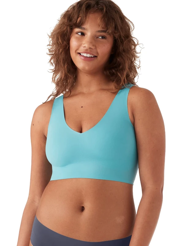 True & Co Women's True Body V Neck Bra, Aqua, S (32C/D/34A/B)