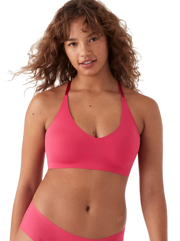 True & Co Women's True Body Triangle Lace Racerback Bra, Opaque, Raspberry, (Small) 32-34A/D