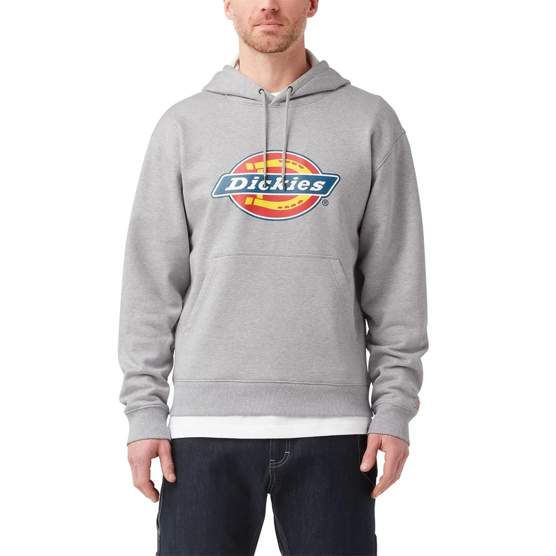 Dickies Men's Tricolor DWR Pullover Fleece Hooded Sweatshirt, Heather Gray, XL