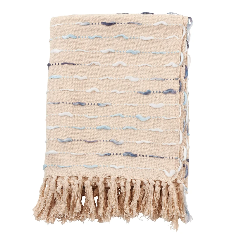 SARO LIFESTYLE Stitched Striped Design Throw Blanket