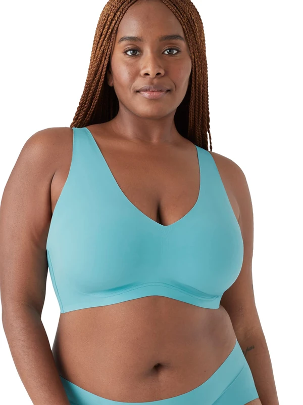 True & Co Women's True Body Lift V Neck Bra, Aqua, L (36C/D/38A/B)