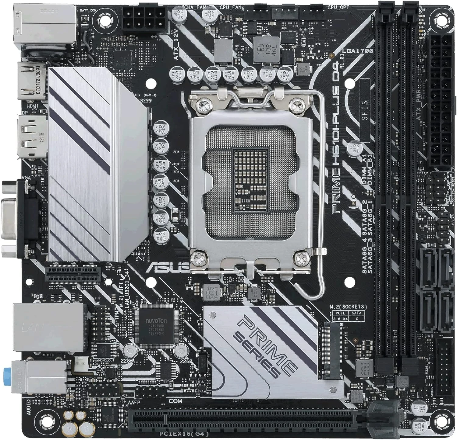 ASUS PRIME H610I-PLUS D4 LGA 1700(Intel 12th Gen&Intel vPro) mini ITX Motherboard(PCIe 4.0,DDR4,USB 3.2 Gen 1 Type-A,1Gb Lan,DP/HDMI/D-Sub,V-M.2(E),Q-LED,Mono-out header with amp IC,SPI TPM header)