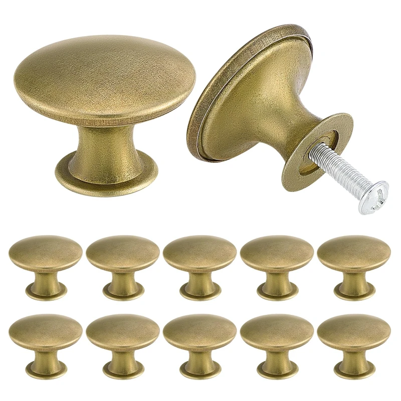 TsunNee 24PCS Vintage Cabinet Knobs, Chic Drawer Knobs, Antique Brass Kitchen Cupboard Handles, 30mm Round Furniture Door Knobs