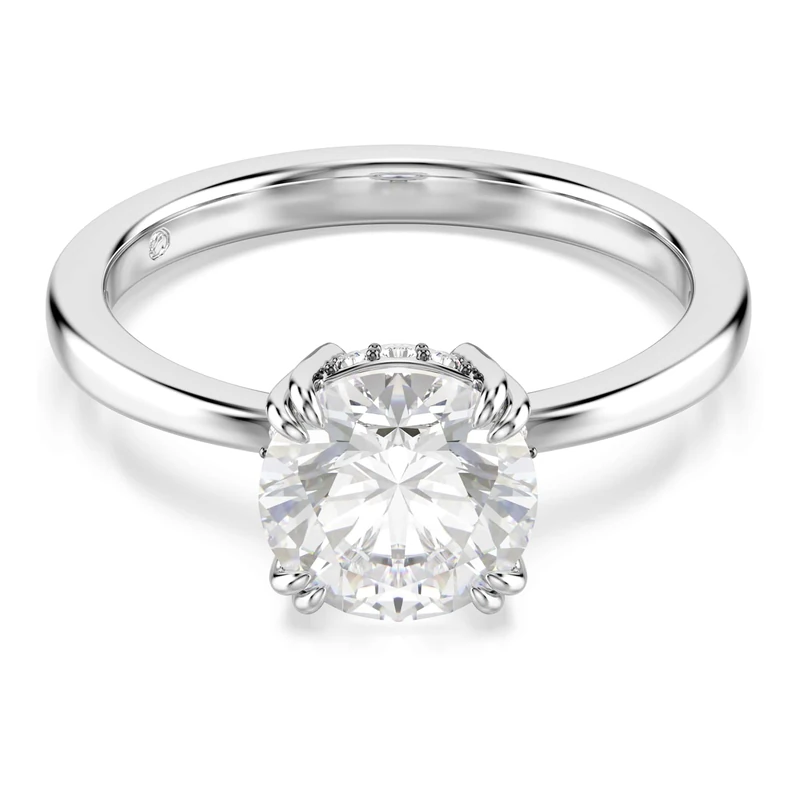 Swarovski Stilla Cocktail Ring, Round Cut, White, Silver-Tone Finish