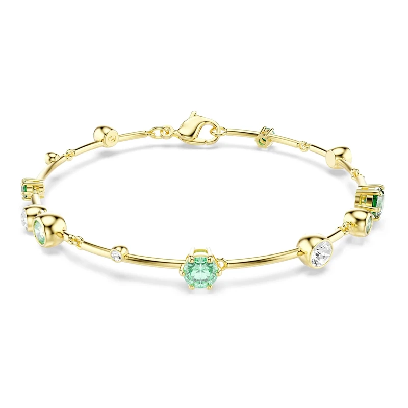 Swarovski Constella Bracelet, Green and Clear Mixed-Cut Crystals in a Gold-Tone Finished Setting, Part of the Constella Collection
