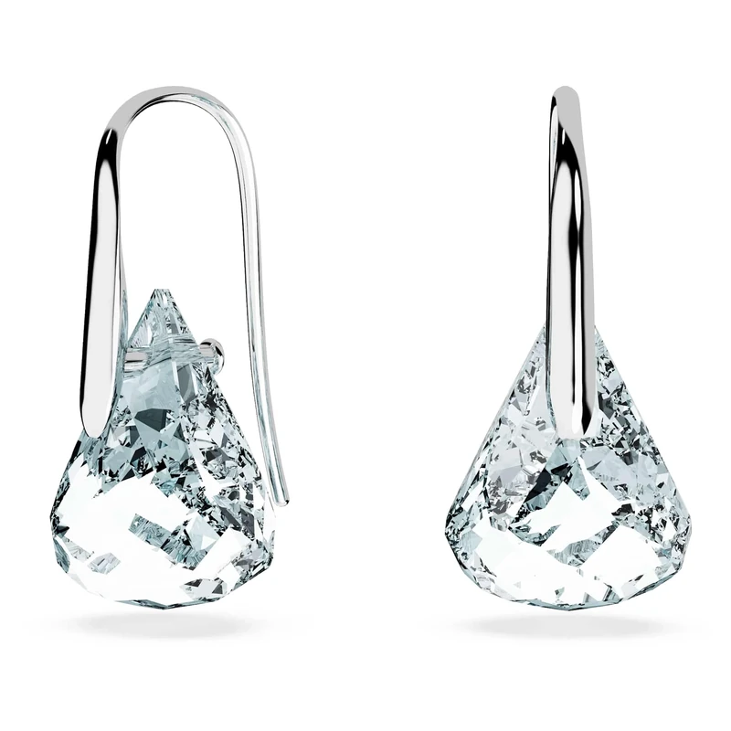 Swarovski Lunar drop earrings, Blue, Rhodium plated