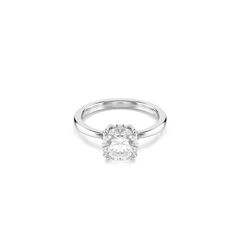 Swarovski Stilla Cocktail Ring, Round Cut, White, Silver-Tone Finish